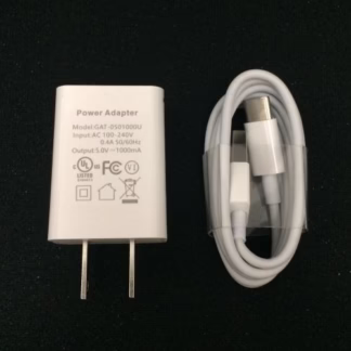 USB Power Adapter with 1M USB-A to USB-C Cable